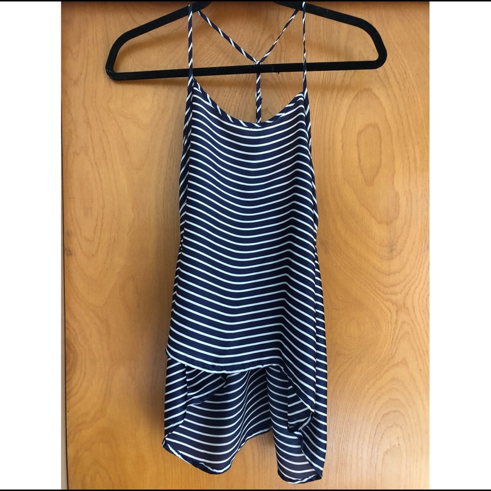 Blue and white striped top